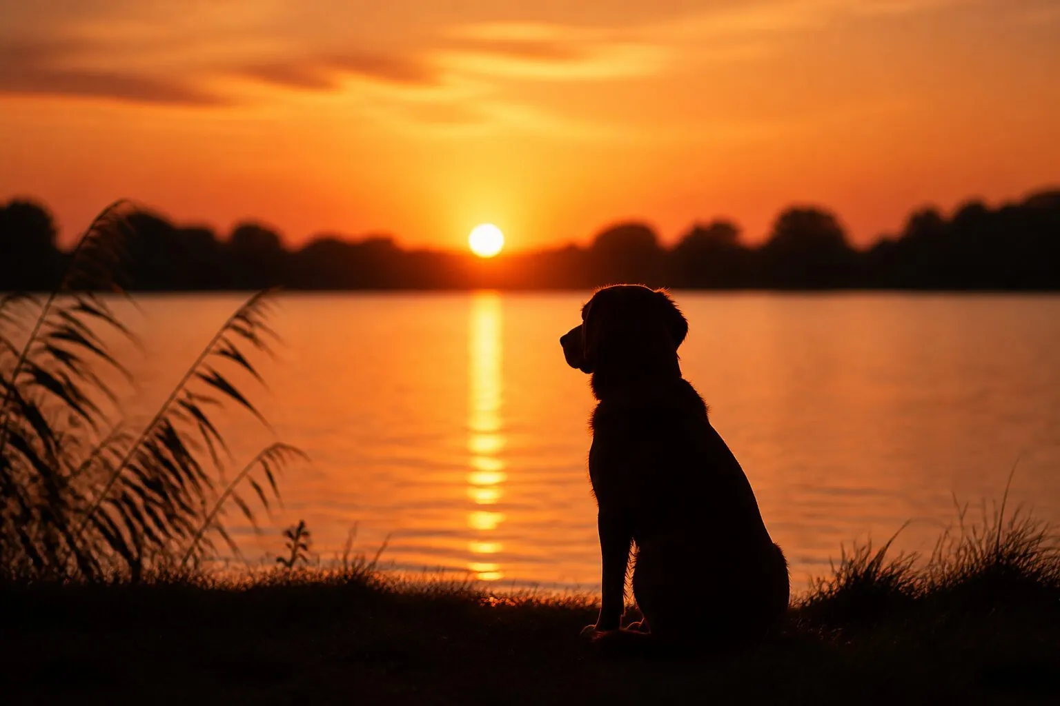 Hund im Sonnenuntergang – Einzeleinäscherung